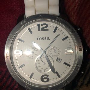 White Fossil Watch